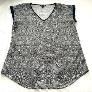 Express Large Paisley Black and White Blouse